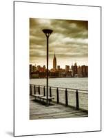 View of the Skyscrapers of Manhattan with the Empire State Building a Jetty in Brooklyn at Sunset-Philippe Hugonnard-Mounted Art Print