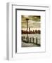 View of the Skyscrapers of Manhattan with the Empire State Building a Jetty in Brooklyn at Sunset-Philippe Hugonnard-Framed Art Print