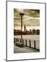 View of the Skyscrapers of Manhattan with the Empire State Building a Jetty in Brooklyn at Sunset-Philippe Hugonnard-Mounted Art Print