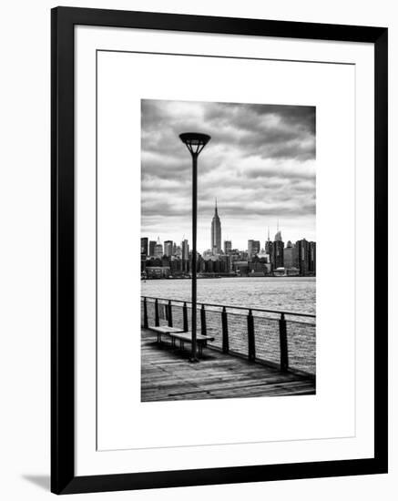 View of the Skyscrapers of Manhattan with the Empire State Building a Jetty in Brooklyn at Sunset-Philippe Hugonnard-Framed Art Print