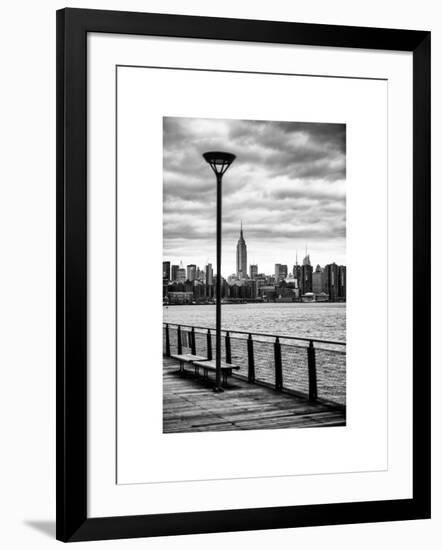 View of the Skyscrapers of Manhattan with the Empire State Building a Jetty in Brooklyn at Sunset-Philippe Hugonnard-Framed Art Print