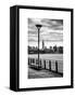 View of the Skyscrapers of Manhattan with the Empire State Building a Jetty in Brooklyn at Sunset-Philippe Hugonnard-Framed Stretched Canvas