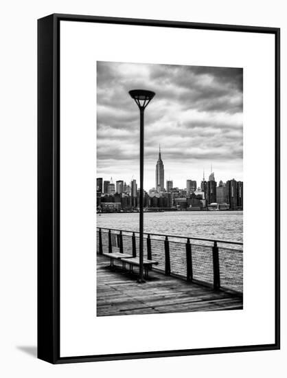View of the Skyscrapers of Manhattan with the Empire State Building a Jetty in Brooklyn at Sunset-Philippe Hugonnard-Framed Stretched Canvas