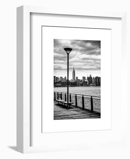 View of the Skyscrapers of Manhattan with the Empire State Building a Jetty in Brooklyn at Sunset-Philippe Hugonnard-Framed Art Print