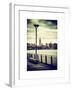 View of the Skyscrapers of Manhattan with the Empire State Building a Jetty in Brooklyn at Sunset-Philippe Hugonnard-Framed Art Print