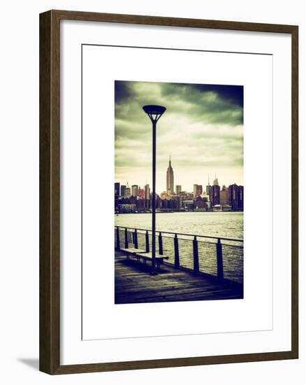 View of the Skyscrapers of Manhattan with the Empire State Building a Jetty in Brooklyn at Sunset-Philippe Hugonnard-Framed Art Print