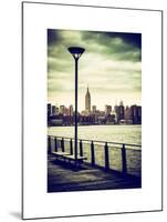 View of the Skyscrapers of Manhattan with the Empire State Building a Jetty in Brooklyn at Sunset-Philippe Hugonnard-Mounted Art Print