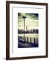 View of the Skyscrapers of Manhattan with the Empire State Building a Jetty in Brooklyn at Sunset-Philippe Hugonnard-Framed Art Print