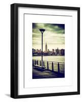 View of the Skyscrapers of Manhattan with the Empire State Building a Jetty in Brooklyn at Sunset-Philippe Hugonnard-Framed Art Print