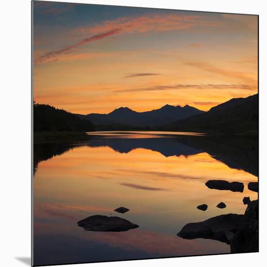 View of the Snowdon Horseshoe at Sunset from Llynau Mymbyr, Capel Curig, Wales, UK, Europe-Ian Egner-Mounted Photographic Print