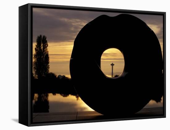 View of the Space Needle, Discovery Park, Seattle, Washington, USA-William Sutton-Framed Stretched Canvas