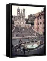 View of the Spanish Steps or Scalinata, Designed by Francesco de Santis-null-Framed Stretched Canvas