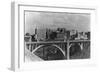 View of the Spokane Skyline - Spokane, WA-Lantern Press-Framed Art Print