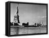 View of the Statue of Liberty and the Sklyline of the City-Margaret Bourke-White-Framed Stretched Canvas