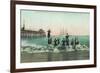 View of the Surf, Balboa in the Distance - Santa Cruz, CA-Lantern Press-Framed Premium Giclee Print