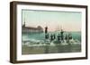 View of the Surf, Balboa in the Distance - Santa Cruz, CA-Lantern Press-Framed Art Print