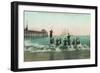 View of the Surf, Balboa in the Distance - Santa Cruz, CA-Lantern Press-Framed Art Print