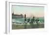 View of the Surf, Balboa in the Distance - Santa Cruz, CA-Lantern Press-Framed Art Print