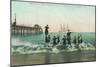 View of the Surf, Balboa in the Distance - Santa Cruz, CA-Lantern Press-Mounted Art Print