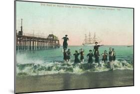 View of the Surf, Balboa in the Distance - Santa Cruz, CA-Lantern Press-Mounted Art Print