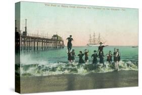 View of the Surf, Balboa in the Distance - Santa Cruz, CA-Lantern Press-Stretched Canvas