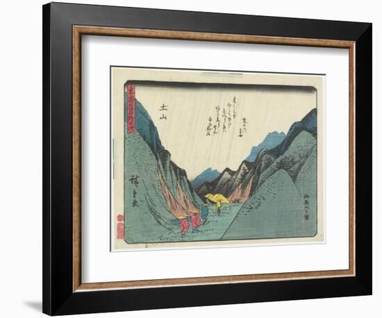 View of the Suzuka Mountain in Tsuchiyama, 1837-1844-Utagawa Hiroshige-Framed Giclee Print