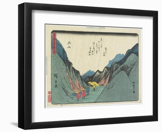 View of the Suzuka Mountain in Tsuchiyama, 1837-1844-Utagawa Hiroshige-Framed Giclee Print