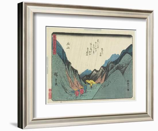 View of the Suzuka Mountain in Tsuchiyama, 1837-1844-Utagawa Hiroshige-Framed Giclee Print