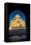 View of the Taj Mahal Through a Doorway, UNESCO World Heritage Site, Agra, Uttar Pradesh, India-Laura Grier-Framed Stretched Canvas