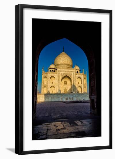 View of the Taj Mahal Through a Doorway, UNESCO World Heritage Site, Agra, Uttar Pradesh, India-Laura Grier-Framed Photographic Print