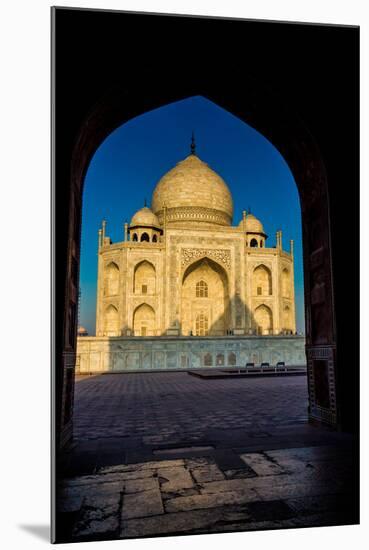 View of the Taj Mahal Through a Doorway, UNESCO World Heritage Site, Agra, Uttar Pradesh, India-Laura Grier-Mounted Photographic Print