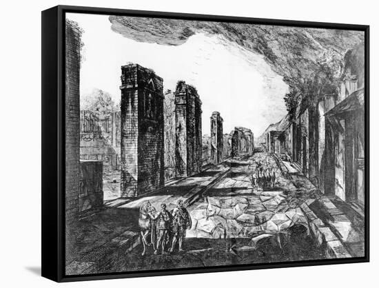 View of the Tavern of Pompeii with the Priapus Shop Sign-Giovanni Battista Piranesi-Framed Stretched Canvas