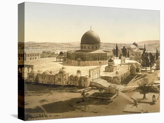 View of the Temple Mount with the Dome of the Rock and the El Aqsa Mosque, Jerusalem, C.1880-1900-null-Stretched Canvas