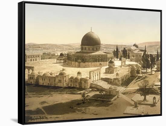 View of the Temple Mount with the Dome of the Rock and the El Aqsa Mosque, Jerusalem, C.1880-1900-null-Framed Stretched Canvas