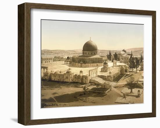 View of the Temple Mount with the Dome of the Rock and the El Aqsa Mosque, Jerusalem, C.1880-1900-null-Framed Photographic Print