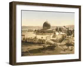 View of the Temple Mount with the Dome of the Rock and the El Aqsa Mosque, Jerusalem, C.1880-1900-null-Framed Photographic Print