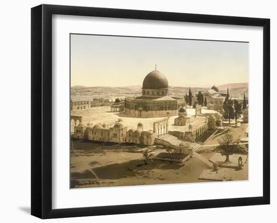 View of the Temple Mount with the Dome of the Rock and the El Aqsa Mosque, Jerusalem, C.1880-1900-null-Framed Photographic Print