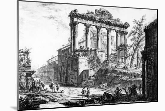 View of the Temple of Concord, from the 'Views of Rome' Series, C.1760-Giovanni Battista Piranesi-Mounted Giclee Print