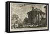 View of the Temple of Cybele in the Piazza of the Bocca Della Verità, from Views of Rome, 1750-59-Giovanni Battista Piranesi-Framed Stretched Canvas