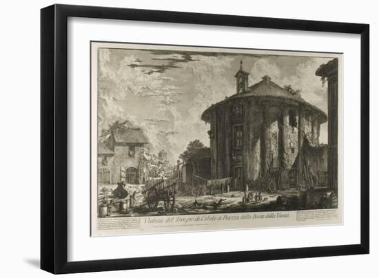 View of the Temple of Cybele in the Piazza of the Bocca Della Verità, from Views of Rome, 1750-59-Giovanni Battista Piranesi-Framed Giclee Print