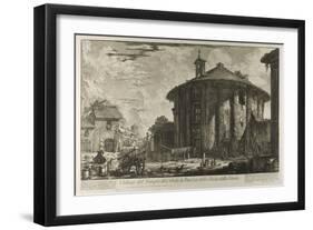 View of the Temple of Cybele in the Piazza of the Bocca Della Verità, from Views of Rome, 1750-59-Giovanni Battista Piranesi-Framed Giclee Print