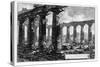 View of the Temples of Paestum (Litho)-Giovanni Battista Piranesi-Stretched Canvas