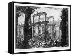 View of the Temples of Paestum (Litho)-Giovanni Battista Piranesi-Framed Stretched Canvas