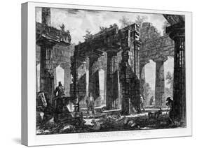 View of the Temples of Paestum (Litho)-Giovanni Battista Piranesi-Stretched Canvas