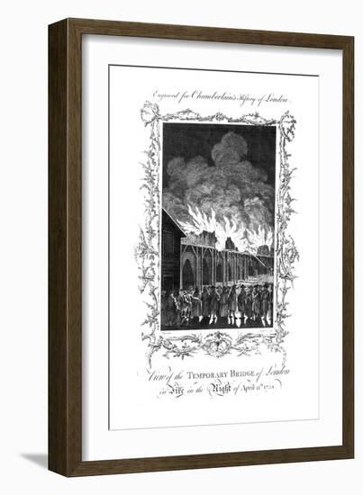 'View of the Temporary Bridge of London on Fire...1758.', c1770-Charles Grignion-Framed Giclee Print