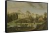 View of the Terrace Looking across the Canal to the Side of the Villa, Chiswick Villa-Pieter Andreas Rysbrack-Framed Stretched Canvas