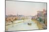 View of the Tevere from the Ponte Sisto (W/C on Paper)-Ettore Roesler Franz-Mounted Giclee Print