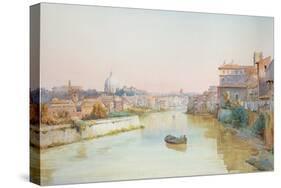 View of the Tevere from the Ponte Sisto (W/C on Paper)-Ettore Roesler Franz-Stretched Canvas