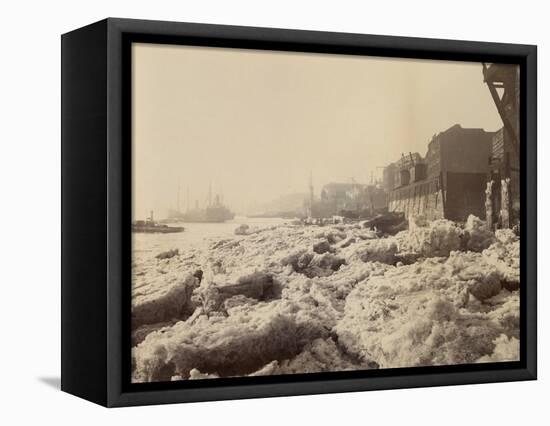 View of the Thames Above Limehouse, London, During the Frost of February 1895-null-Framed Stretched Canvas