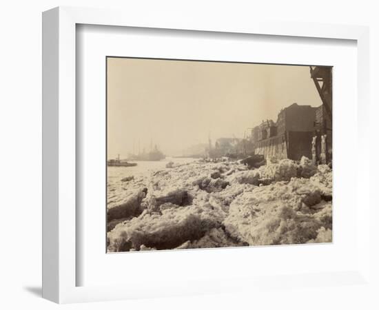 View of the Thames Above Limehouse, London, During the Frost of February 1895-null-Framed Photographic Print